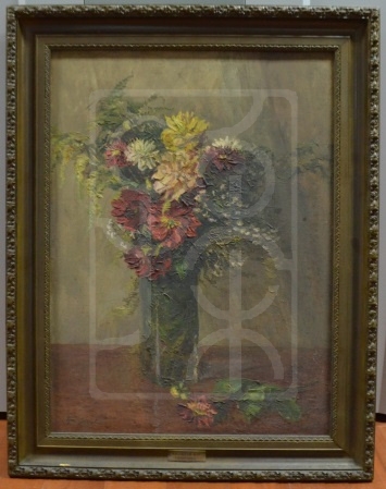 《天竺牡丹》油画