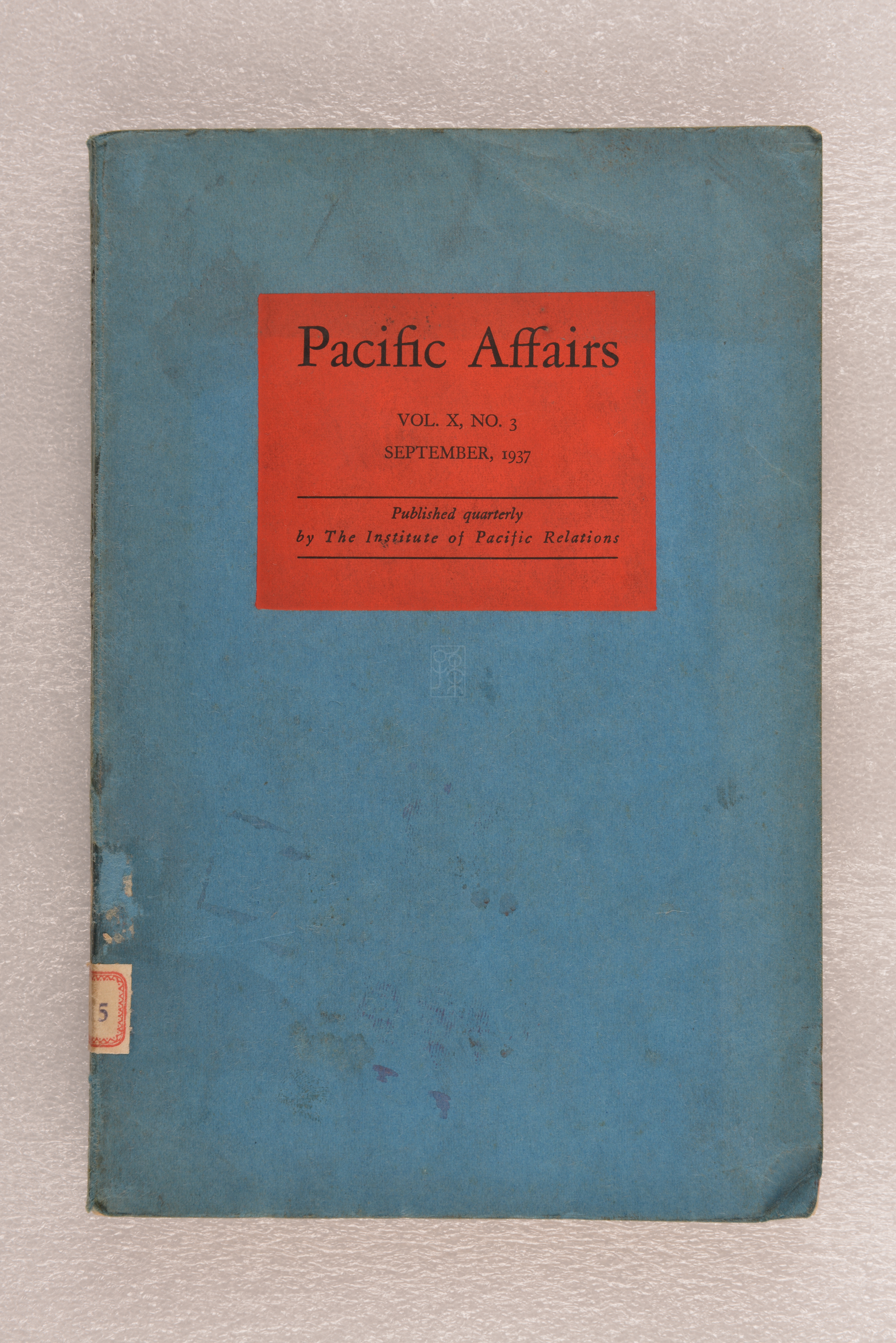 1937年9月刊《太平洋事务》第10卷第3号（Pacific Affairs Vol. X, No.3）